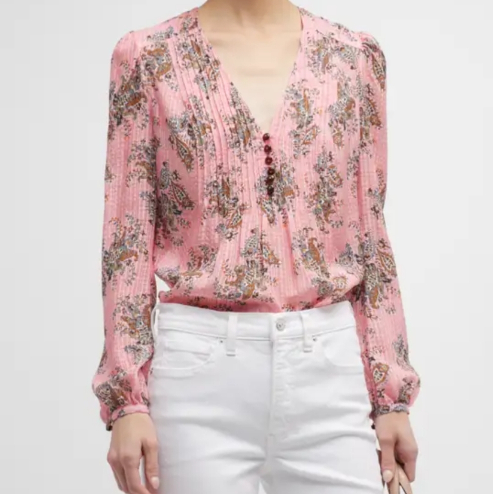 Veronica Beard Pink Floral Blouse